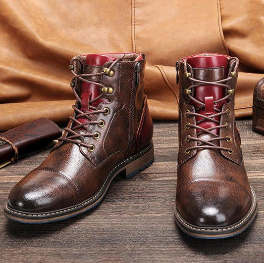 Norvielle Herren Stiefel Oxford Boots Leder Schwarz - Norvielle