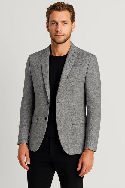 Herren Slim-Fit Blazer Knopfleiste Schwarz - Norvielle