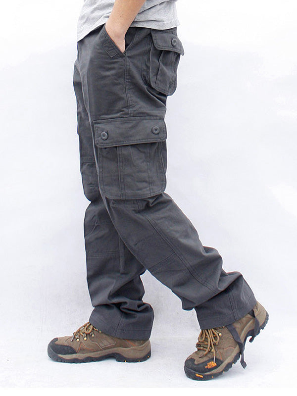 Herren Cargo-Hose Mehrfachtaschen Outdoor-Stil Beige