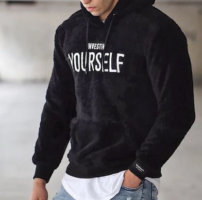 Kuschelweicher Damen Hoodie Invest In Yourself Grau