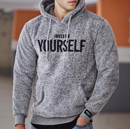 Kuschelweicher Damen Hoodie Invest In Yourself Grau