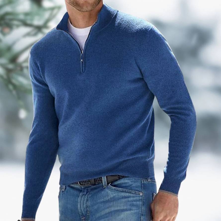Herren Pullover Halb-Reißverschluss Stilvoll Schwarz - Norvielle