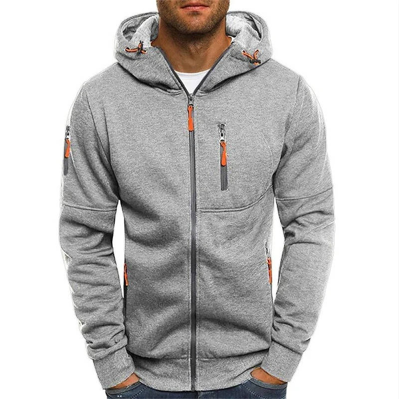 Hoodie Damen Durchgehender Reißverschluss Bequem Grau