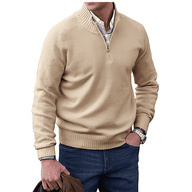 Herren Pullover Reißverschlusskragen Klassisch Anthrazit - Norvielle