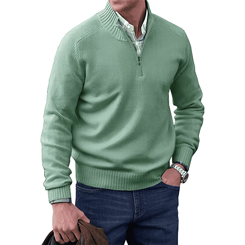 Herren Pullover Reißverschlusskragen Klassisch Anthrazit