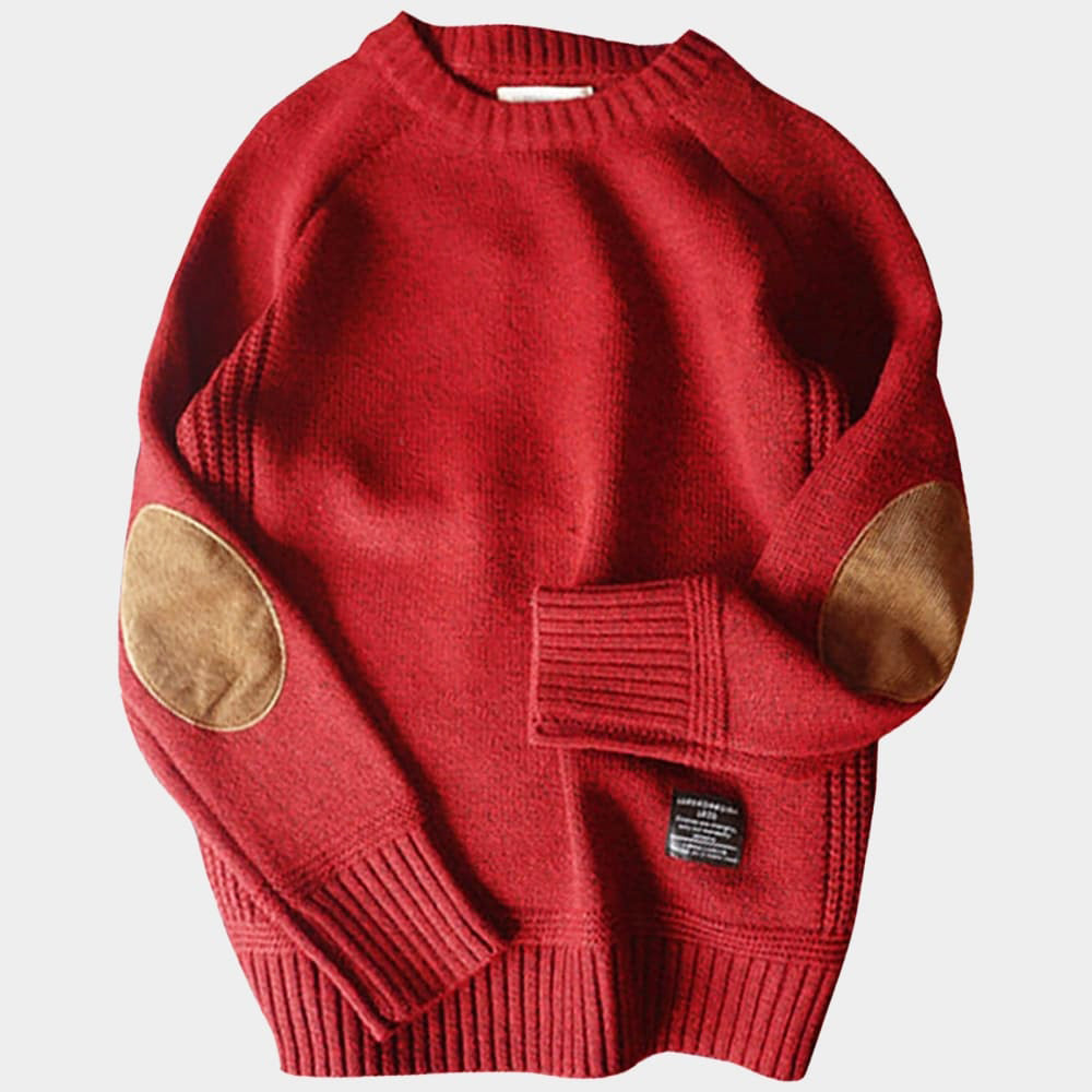 Rundhals Pullover mit Ellbogenbesatz für Damen und Herren, Alltag und