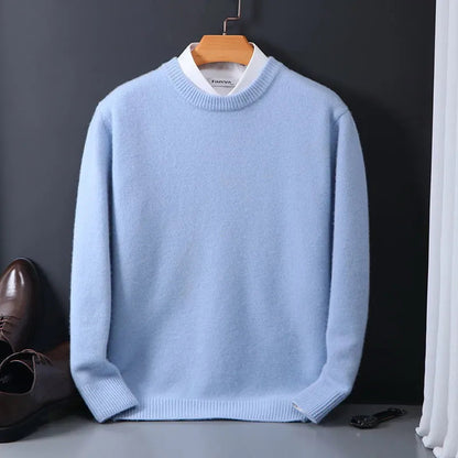 Herren Rundhals Pullover Elegantes Merino-Woll-Strickteil Anthrazit