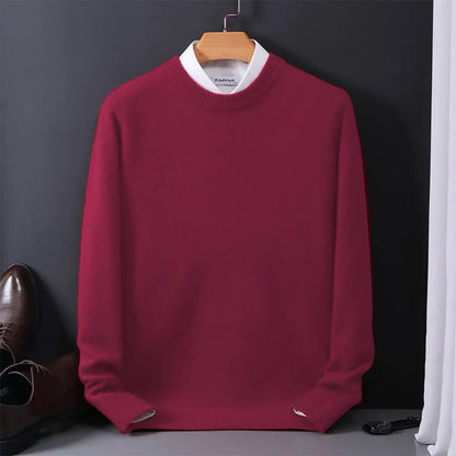 Herren Rundhals Pullover Elegantes Merino-Woll-Strickteil Anthrazit