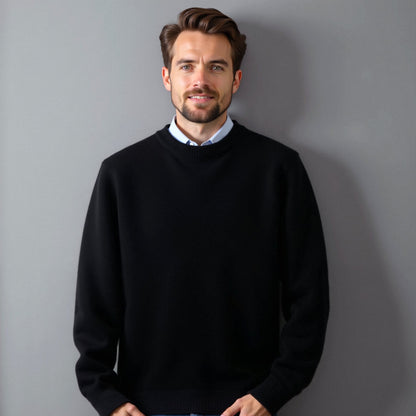 Herren Rundhals Pullover Elegantes Merino-Woll-Strickteil Anthrazit - Norvielle