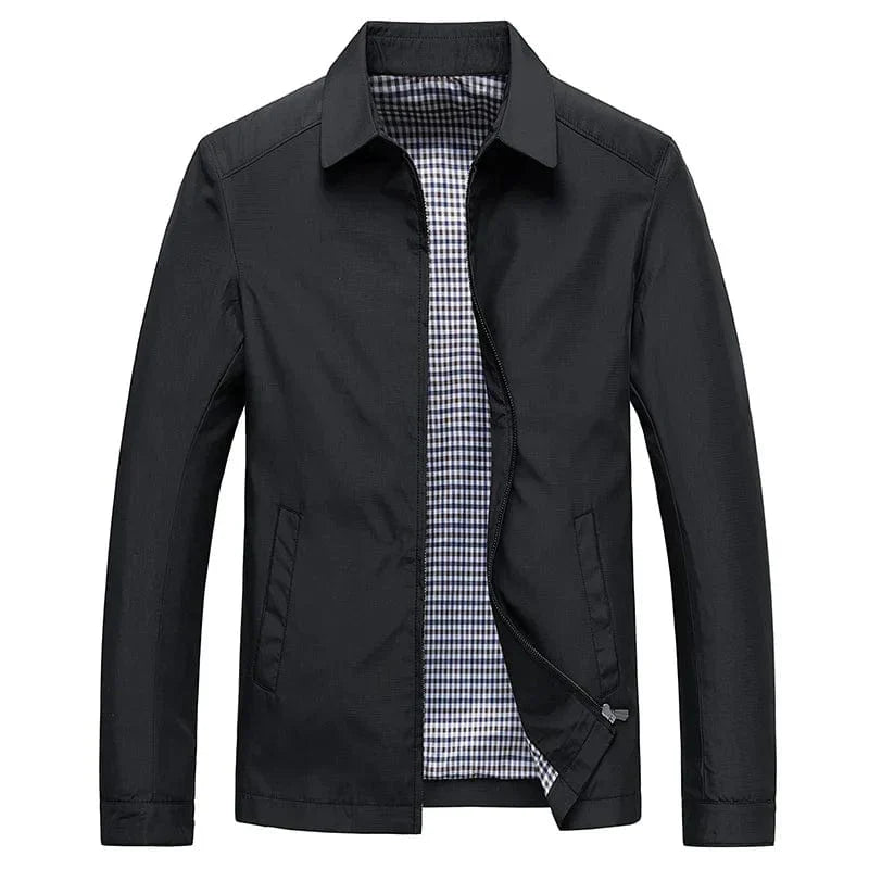 Leichte Herren Businessjacke Kragen Elegantes Büro-Outfit Schwarz - Norvielle