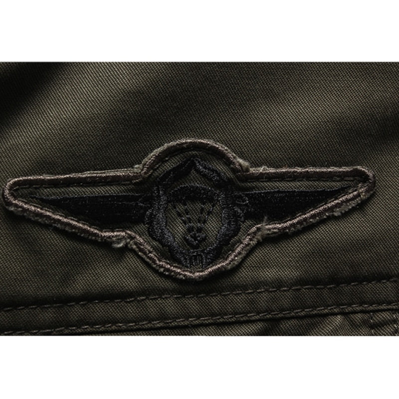 Herren Militaryjacke Stehkragen Taschen