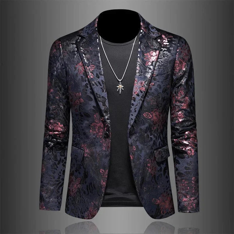 Herren Blazer Floral Stilvoll dunkelblau - Norvielle