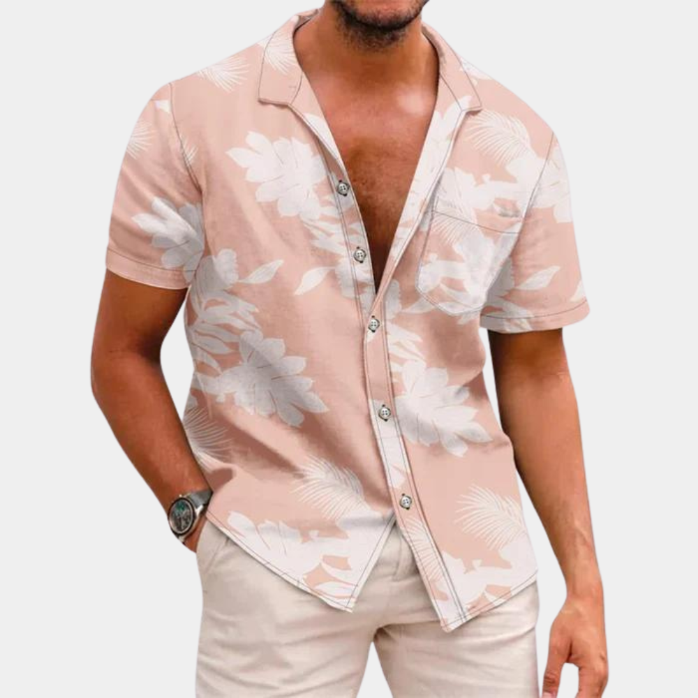 Herren Blumenhemd Kurzarm Sommerhemd - Norvielle