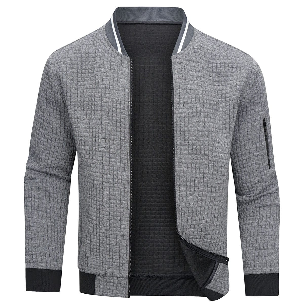 Herren-Cardigan | Langarm | Freizeitkleidung | Reißverschluss-Cardigan | Herrenbekleidung-Grau-XS-Chaps Herrenmode