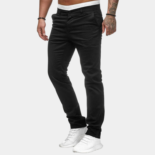 Herren Chinos Skinny Stretch Hosen Schwarz - Norvielle