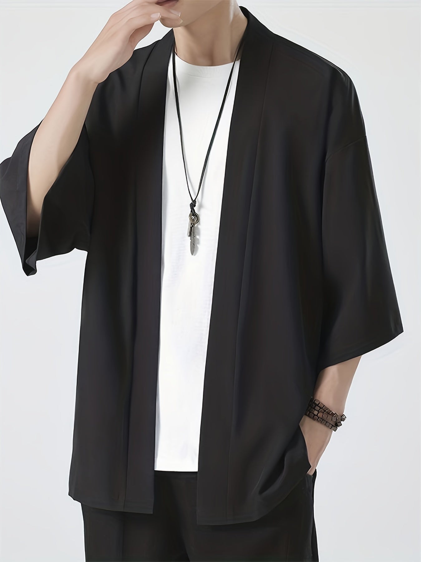 Herren Kimono Overshirt Locker Übergroß Kurzärmelig Offene Vorderseite - Norvielle