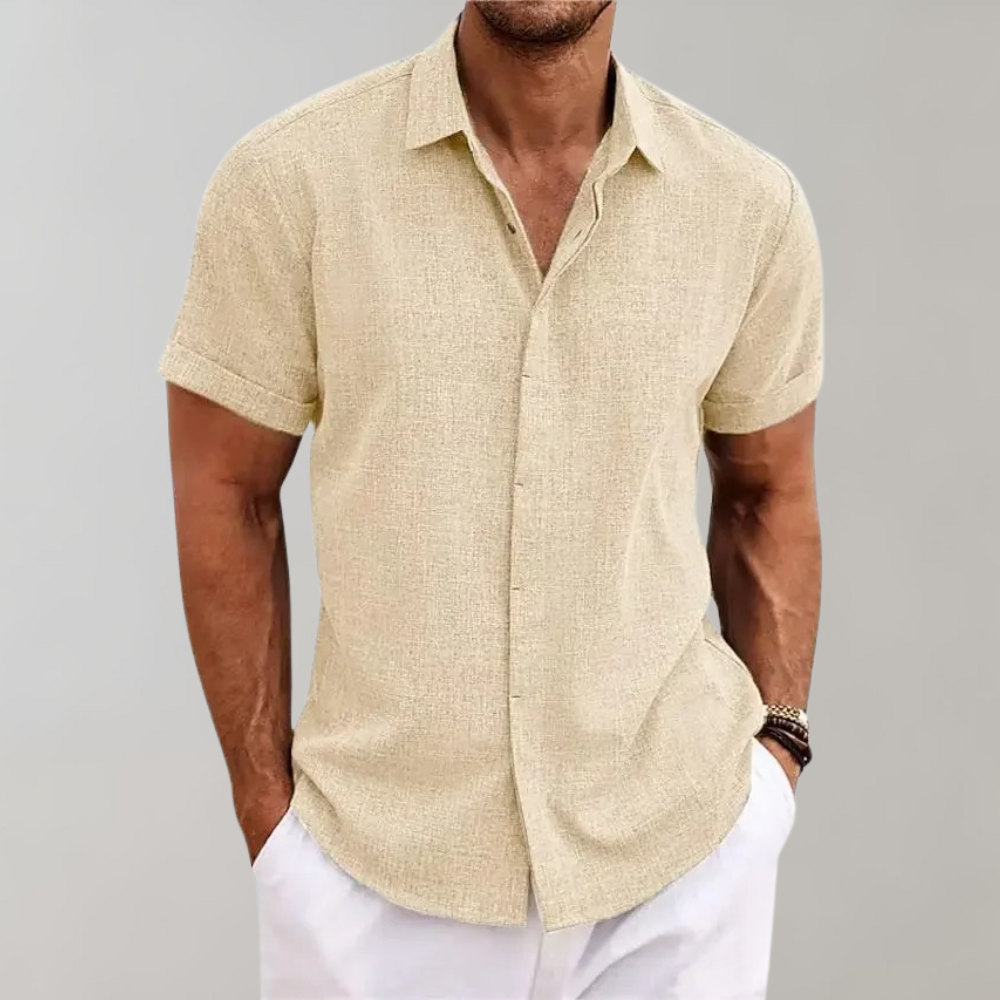 Herren Kurzarmhemd Poloshirt Kragen Weiß - Norvielle