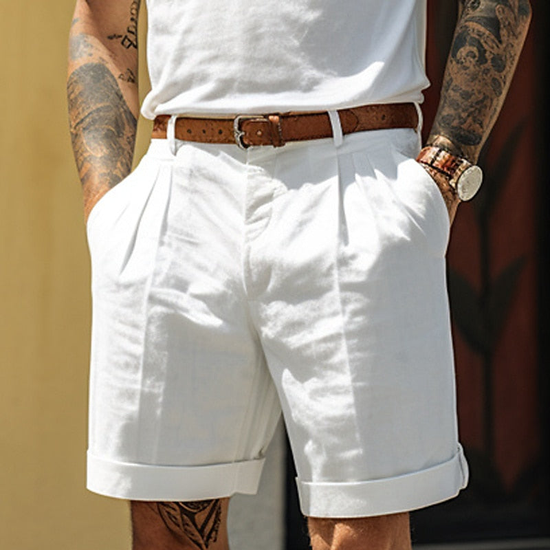 Herren Leinen Shorts Baumwolle Beige Sommer - Norvielle