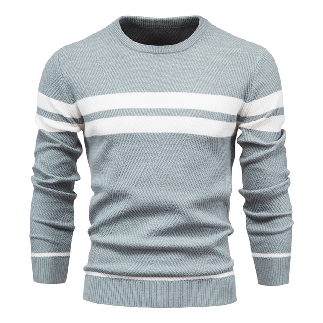 Herren Strickpullover Gestreift Rundhals Schwarz - Norvielle