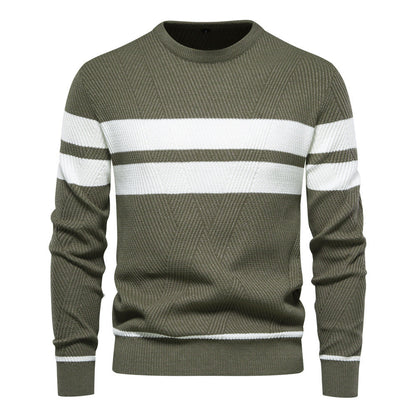 Herren Pullover - Rundhalsausschnitt - Gestreift - Strickpullover - Herrenbekleidung-Chaps Herrenmode