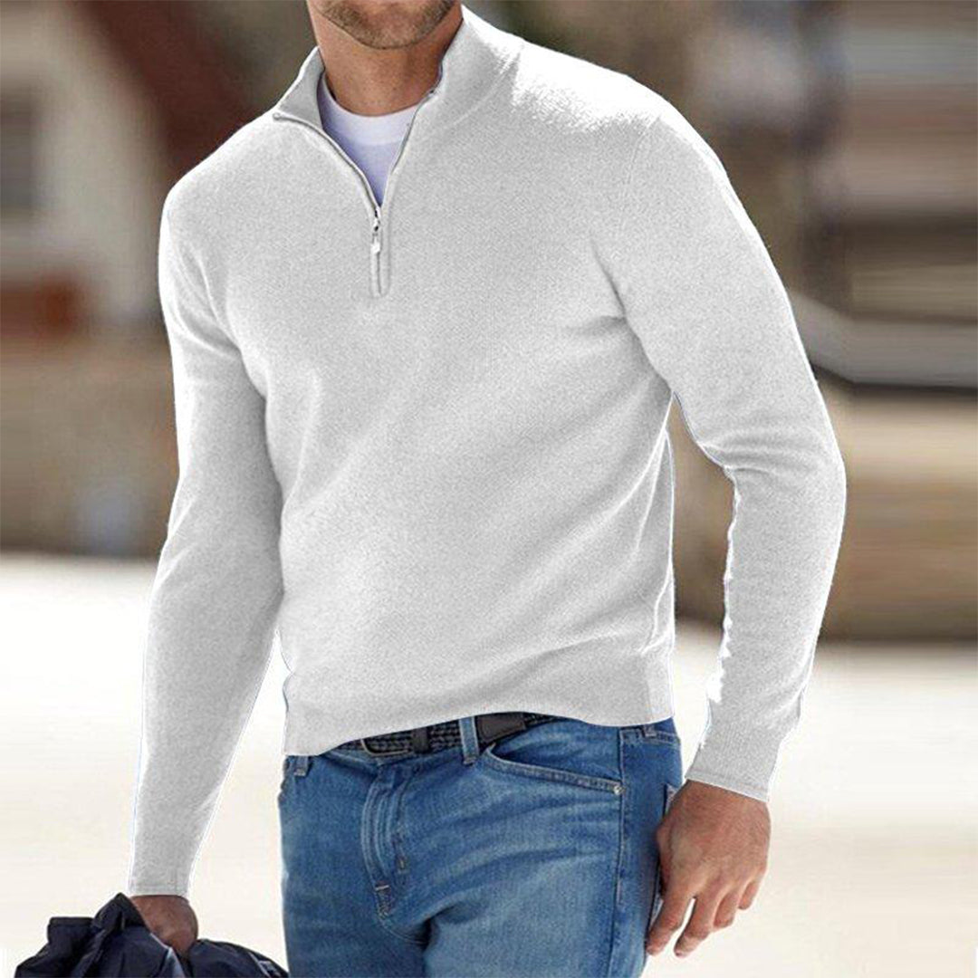 Herren Quarter Zip Pullover Gestrickt Polyester Schwarz - Norvielle