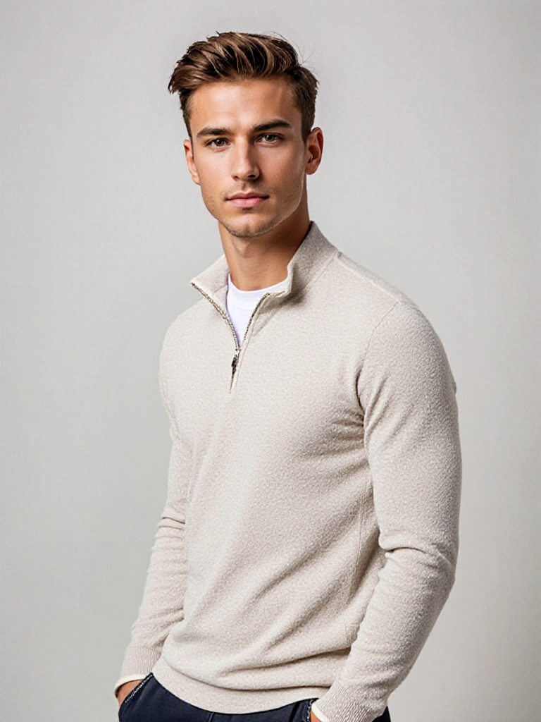 Herren Strickpullover Halbzipper Grau - Norvielle