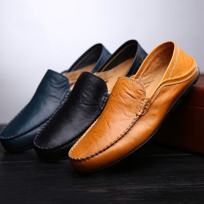 Herren Leder-Slipper Bequem Slip-On Schwarz - Norvielle