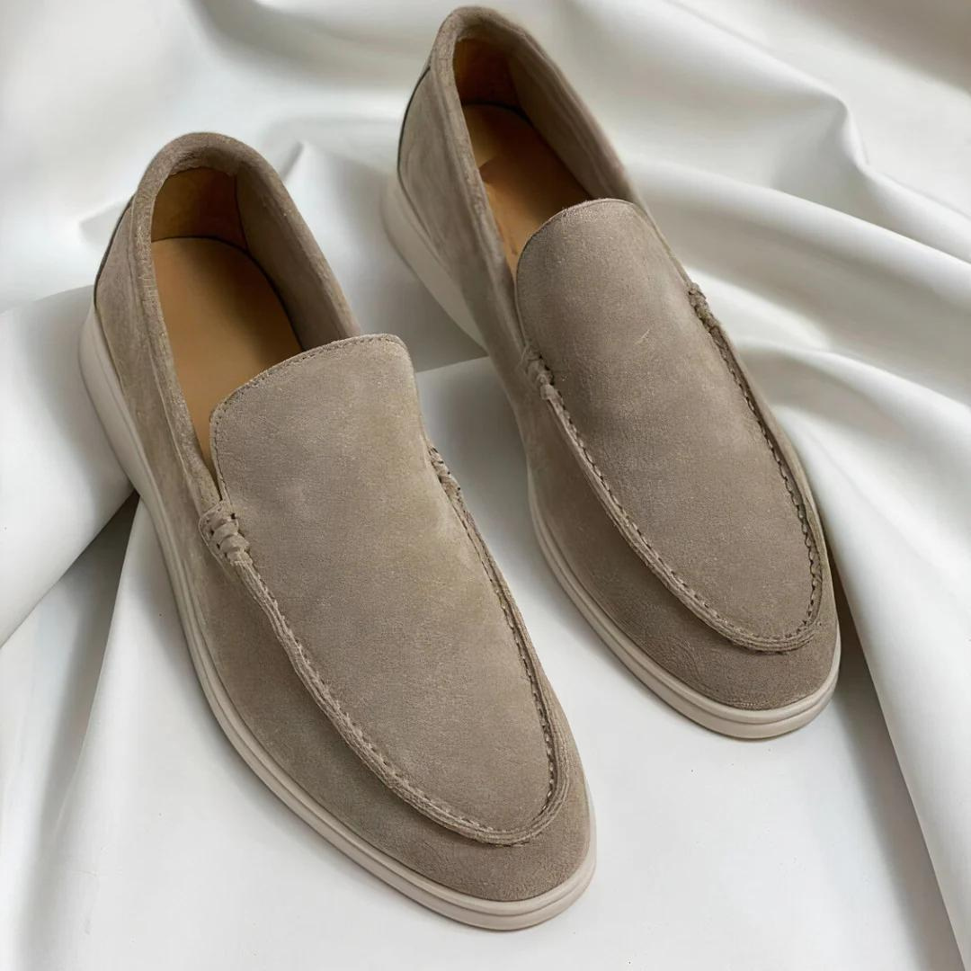 Herren-Slipper – Wildlederimitat – Slip-On – Wildleder-Slipper – Herrenschuhe-Khaki-38-Chaps Herrenmode