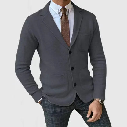 Herren-Strickjacke – Taschen – V-Ausschnitt – Knopfleiste – Strickjacke-Dunkelgrau-S-Chaps Herrenmode