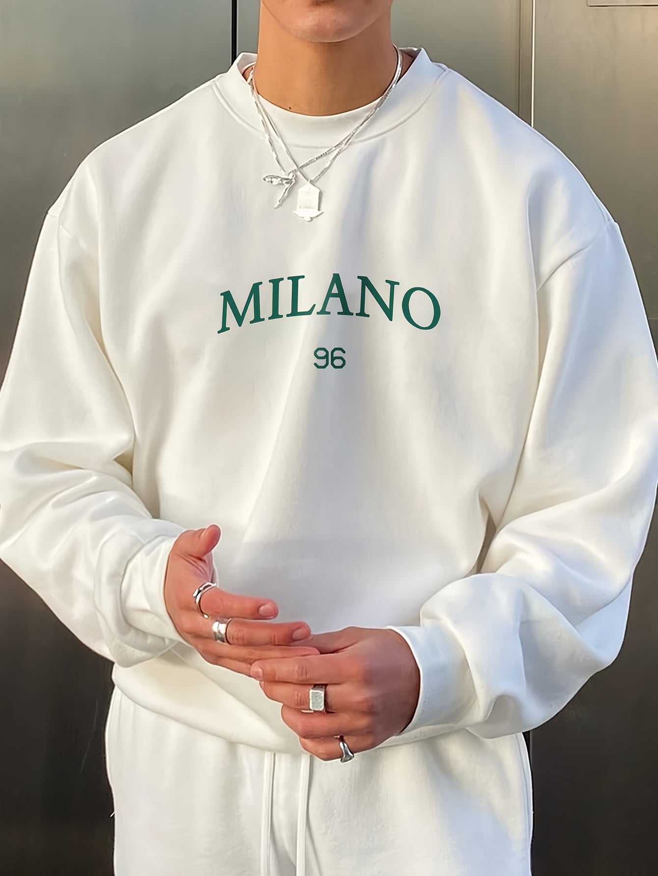 Herren Oversize Sweatshirt Rundhalsausschnitt mit Print - Norvielle