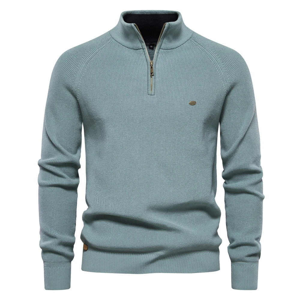 Herren-Sweatshirts mit durchgehendem Reißverschluss | Langarm-Sweatshirts | Strickpullover | Poloshirts | Herren-Sweatshirts mit halbem Reißverschluss-Türkis-S-Chaps Herrenmode