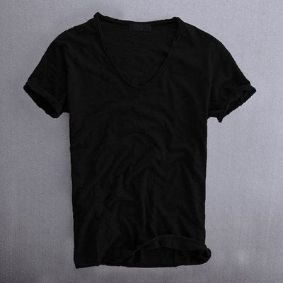 Herren T-Shirt Baumwolle Leicht V-Ausschnitt Weiß - Norvielle