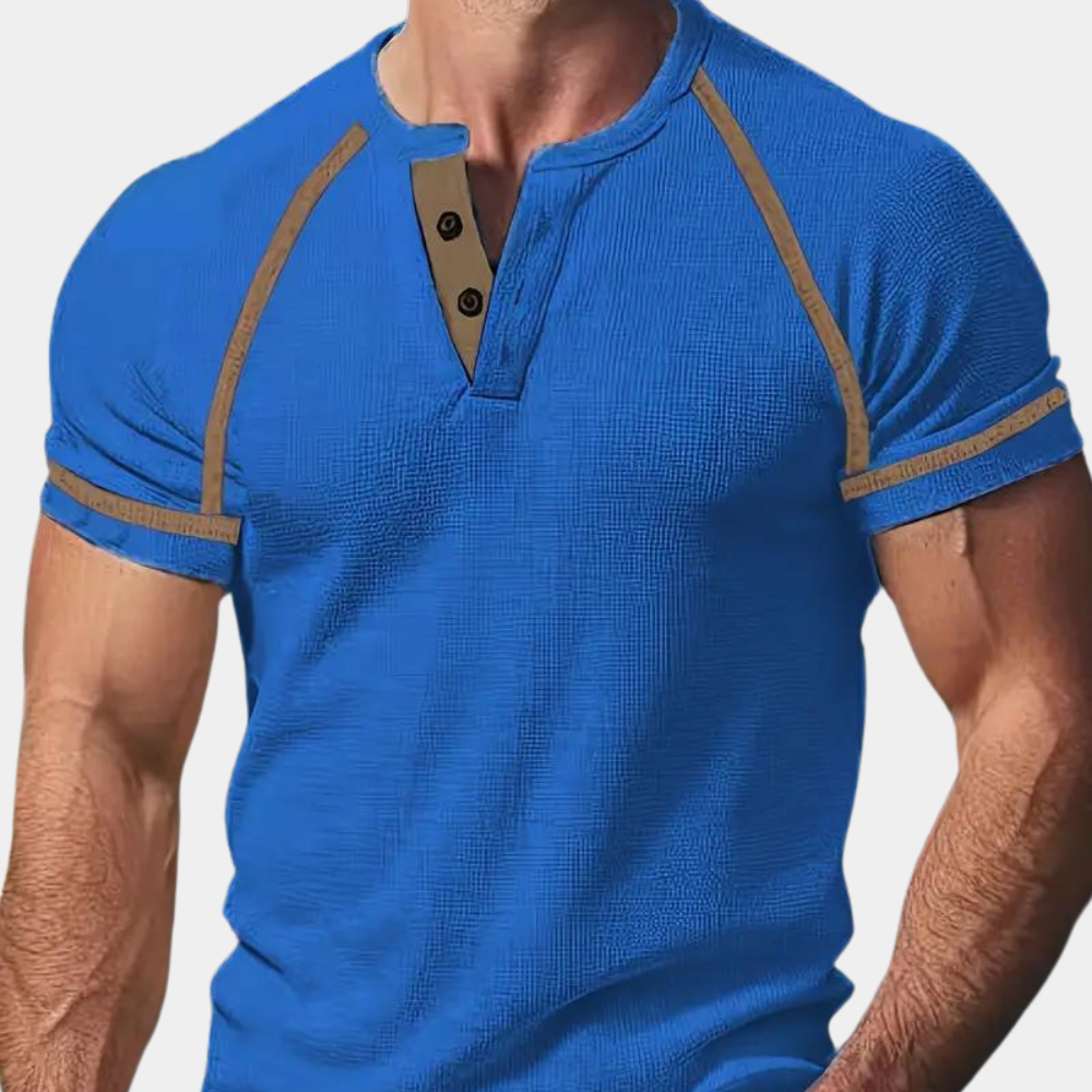 Herren-T-Shirt | Kurzarm | Atmungsaktiv | Sommershirt | Herrenbekleidung-Blau-S-Chaps Herrenmode