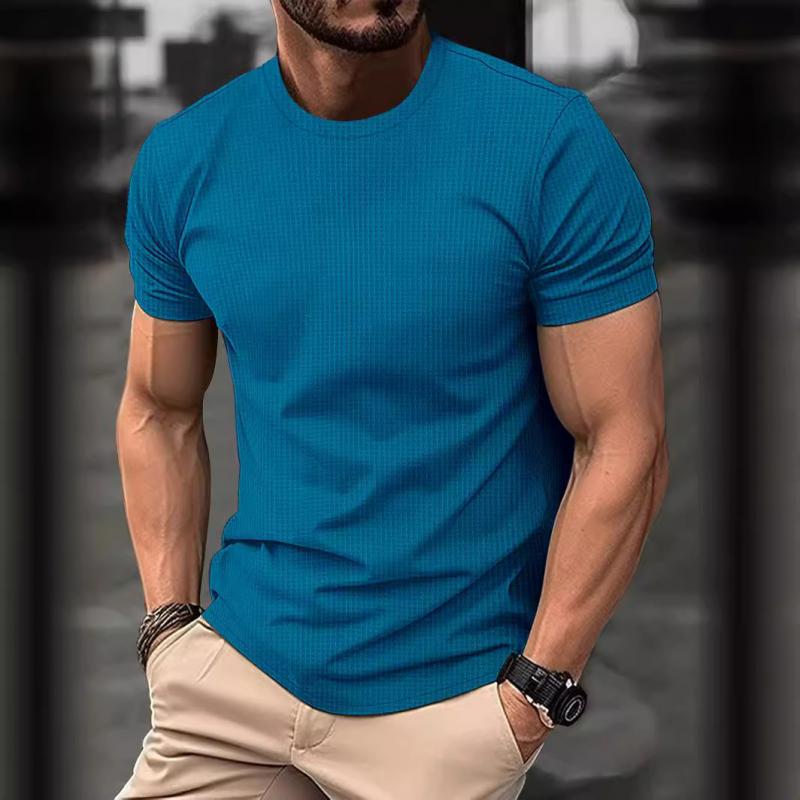 Herren T-Shirt Kurzarm Waffel-Struktur Rundhals Weiß - Norvielle