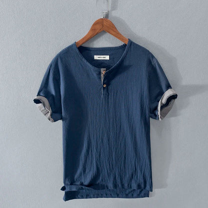 Herren Kurzarm T-Shirt Baumwolle Leinen Leicht - Norvielle