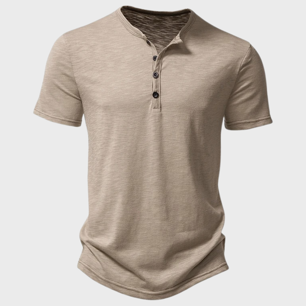 Herren T-Shirt Leichtgewicht Viertelknopf Schlicht - Norvielle