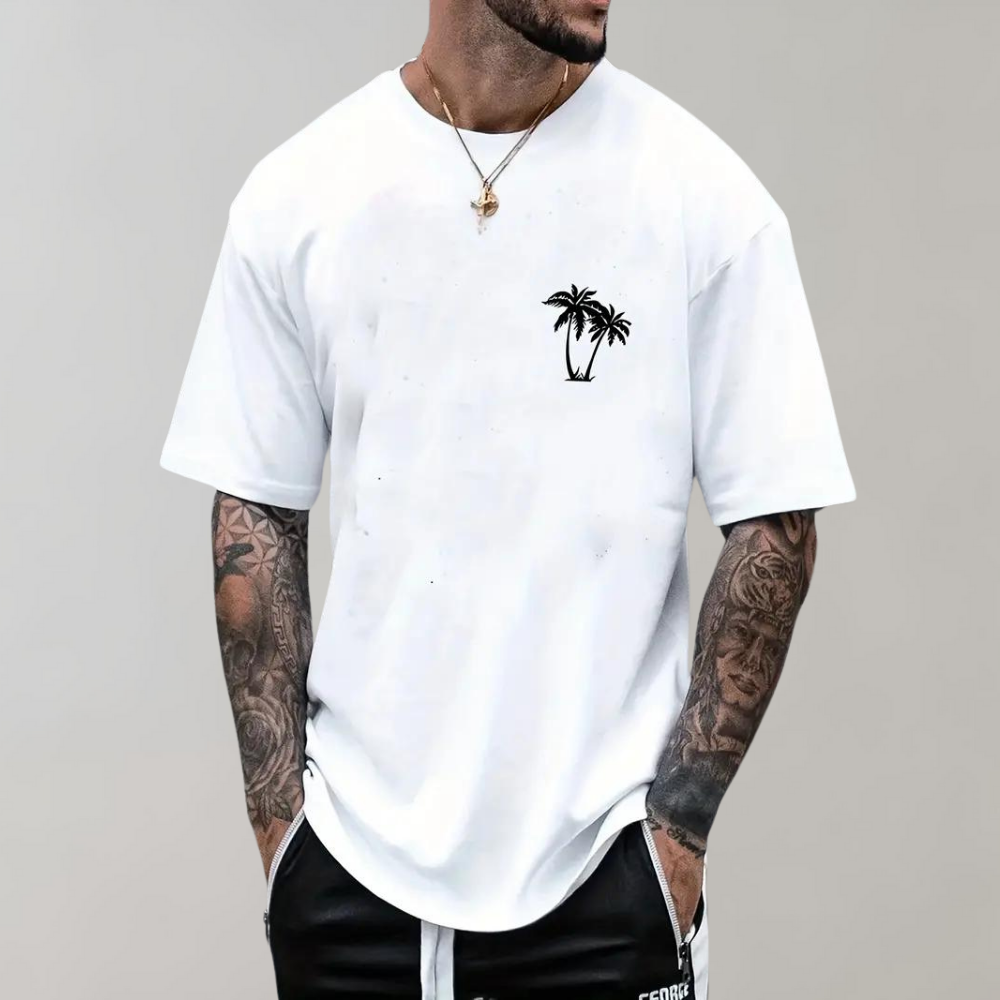 Herren T-Shirt Kurzarm Rundhalsausschnitt Sommer Palme - Norvielle