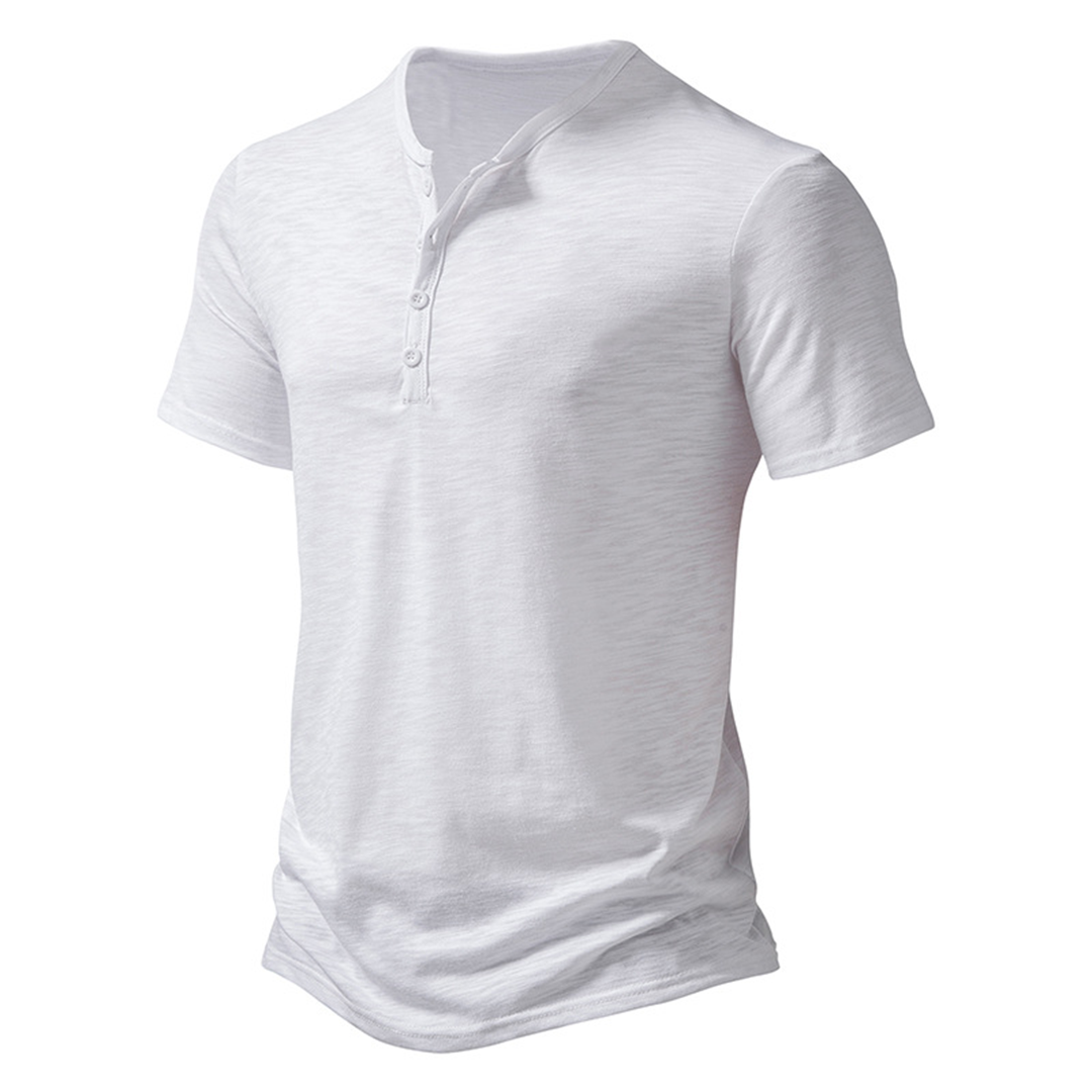 Herren Leichtgewicht T-Shirt Quarter Button Schwarz - Norvielle