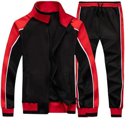 Herren-Trainingsanzug – Sportliches Set aus Jacke mit Reißverschluss und Trainingshose-Schwarz-S-Chaps Herrenmode