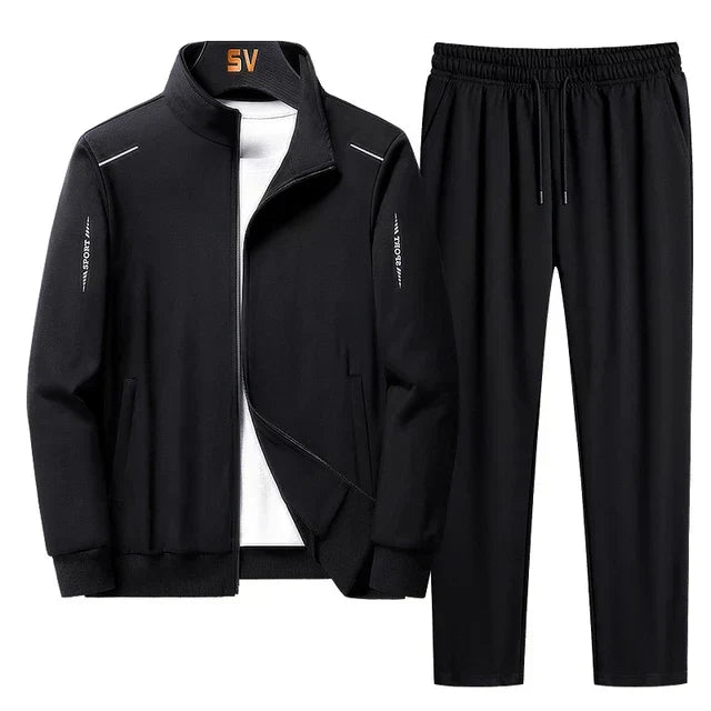 Herren Trainingsanzug Zweiteilig Jacke Jogginghose Schwarz - Norvielle