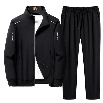 Herren Trainingsanzug Zweiteilig Jacke Jogginghose Schwarz - Norvielle