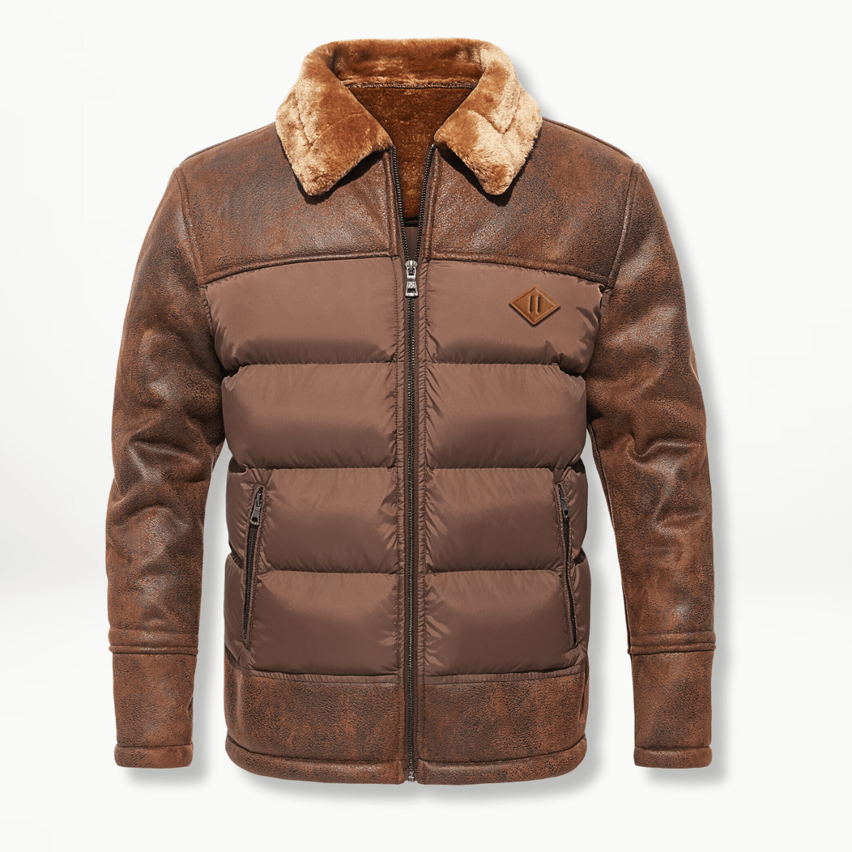 Herren Winterjacke Gefüttert Daunenjacke Mit Pelzkragen - Norvielle