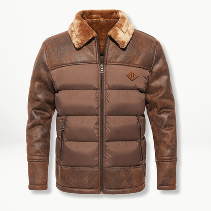 Herren Winterjacke Gefüttert Daunenjacke Mit Pelzkragen - Norvielle