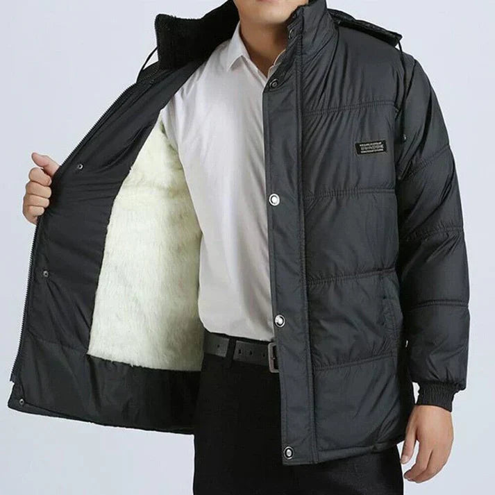 Herren Winterjacke Daunenjacke Mit Kapuze Fellgefüttert - Norvielle