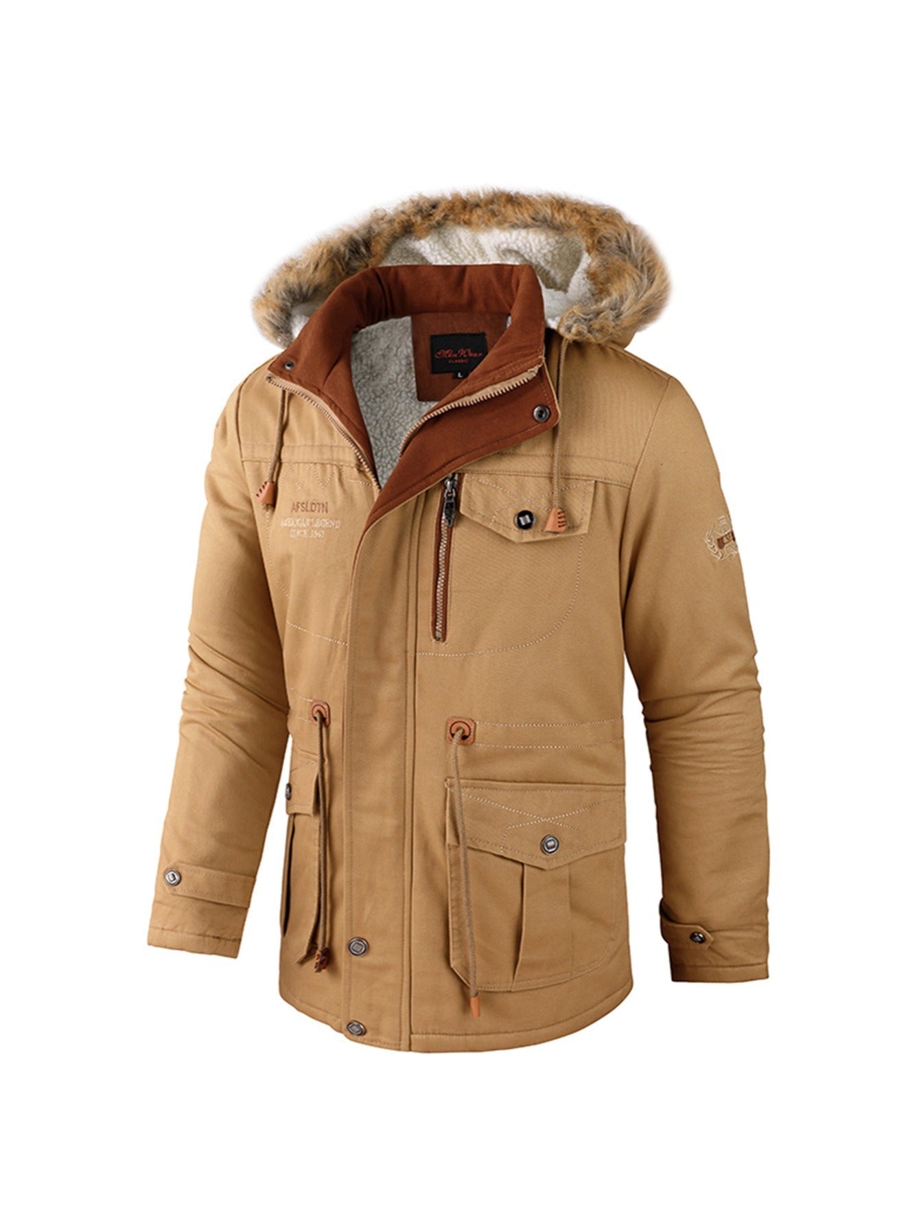 Herren Winterparka Warm Mit Kapuze Schwarz - Norvielle