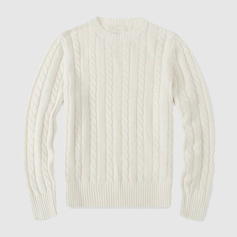 Herren Pullover Zopfmuster Warm Beige