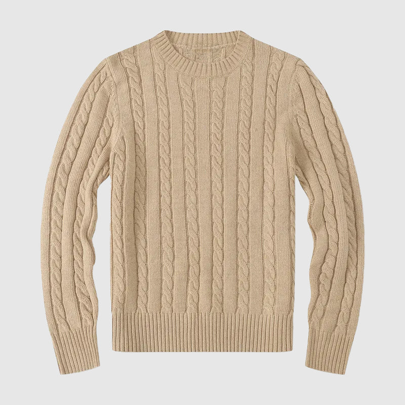 Herren Pullover Zopfmuster Warm Beige
