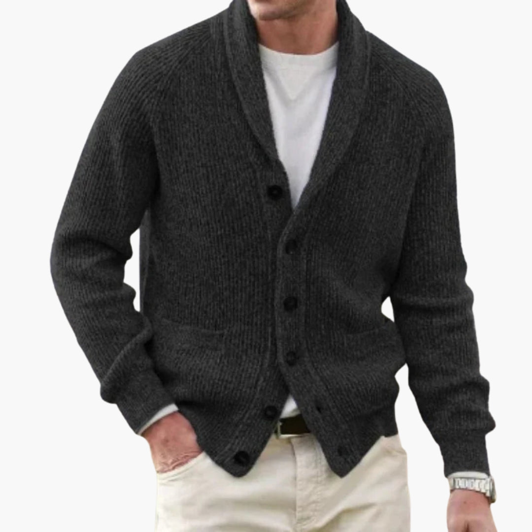 Herren Strickcardigan Mit Schalkragen - Norvielle