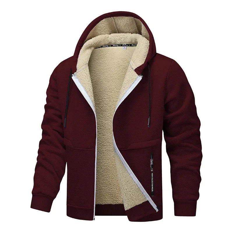 Herren Sherpa-Kapuzenjacke Gefüttert Kuschelig