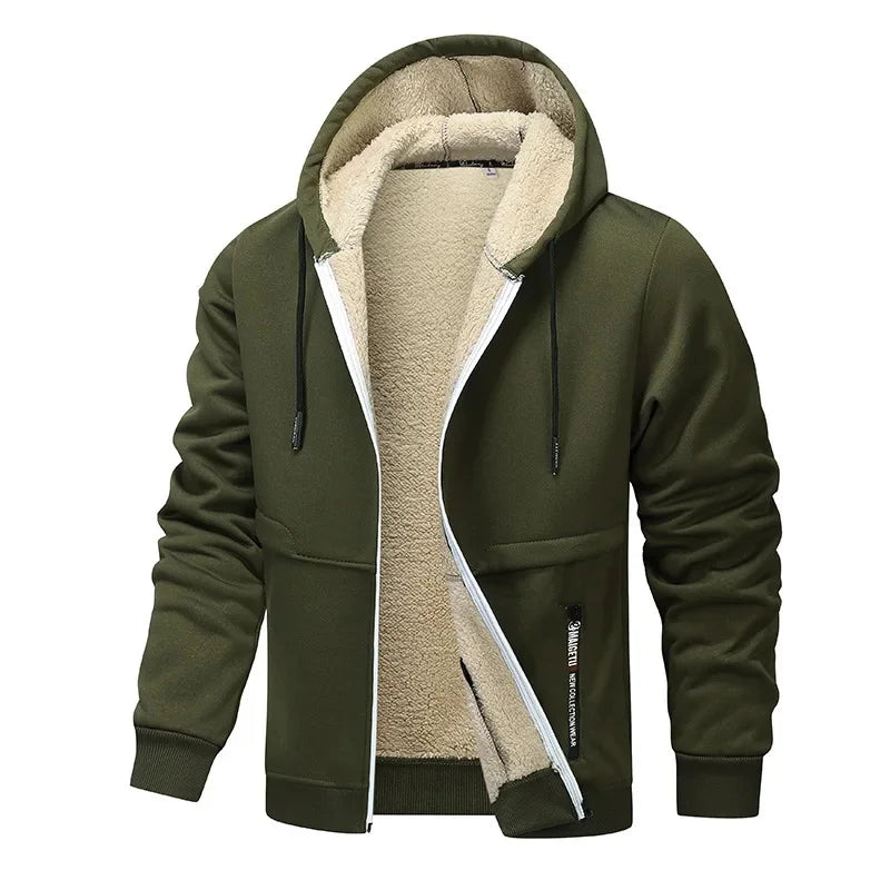 Herren Sherpa-Kapuzenjacke Gefüttert Kuschelig